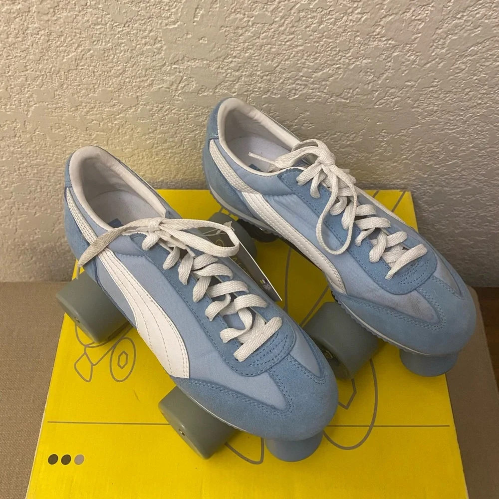 Vintage NWB Women Light Blue Retro Puma Sneaker Roller Skates Size 7 - Picture 2 of 16
